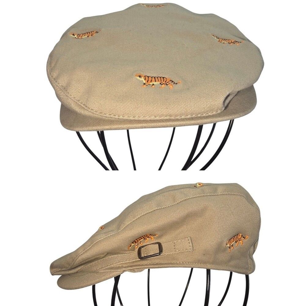 Janie & Jack Beige Embroidered Tiger Newsboy Cap 3512-AJ